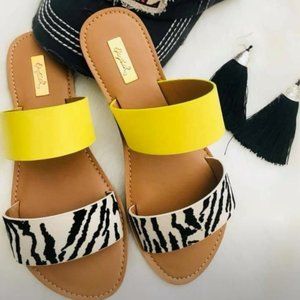 "Gia" Zebra & Yellow Sandals